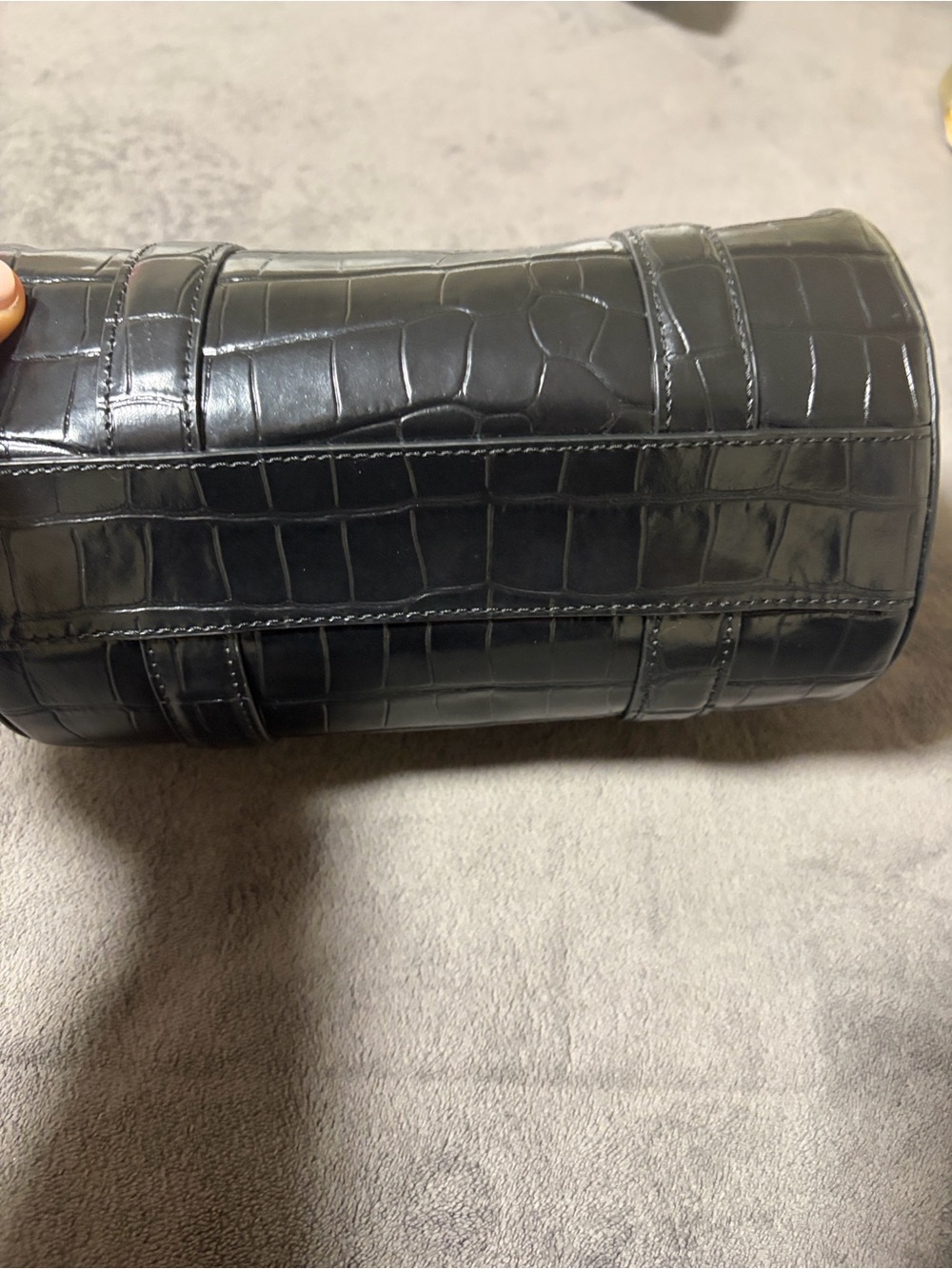 Ralph Lauren Black Croc-Embossed Mini Barrel Bag with Gold Hardware - Picture 6 of 15